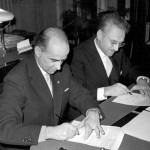 Подписание договора о совместной работе с Лейпцигским университетом. 1959 год