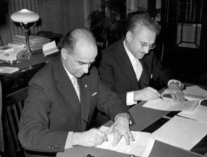Подписание договора о совместной работе с Лейпцигским университетом. 1959 год
